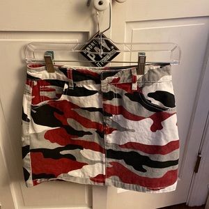 Camo denim skirt